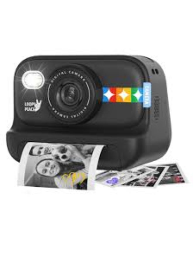 LOOPY PEACE Kids Instant Print Digital Camera with 32GB Card, Thermal Paper Rolls, HD Screen, Flash & USB Rechargeable – Black - Image 1
